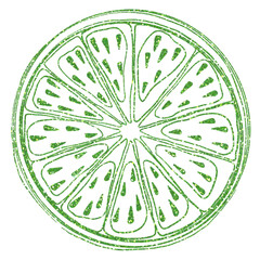 Green glitter lemon citrus half slice flat on transparent background.Lemon flat icon. Design for decorating, background, wallpaper, illustration.