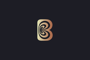 B letter artistic creative modern golden wordmark design typography illustration, b creative, b fashion typo, golden b © Bockthier