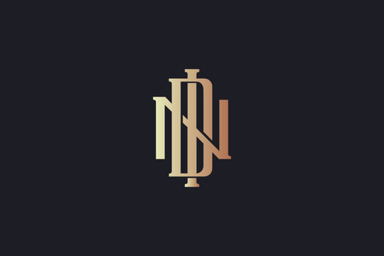 Ndi letter creative modern golden wordmark design typography illustration, ndi luxury logo, ndi lettering, ndi typo golden
