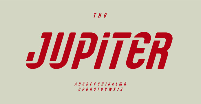 Bold Retro font. Italic, dynamic lettersi n Vintage, futuristic style. Perfect for logos. Unique stencil sport alphabet for headlines, lettering, logotypes. Vector typography