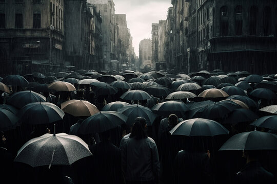 Paraguas destacando entre la multitud