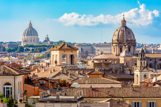 Rome cityscape with dome of St. Peter's basilica in Vatican