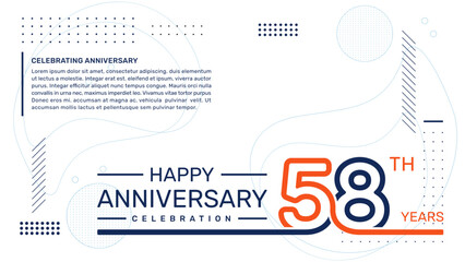 58th anniversary template design with abstract background, vector template