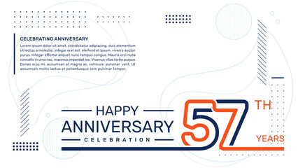 57th anniversary template design with abstract background, vector template