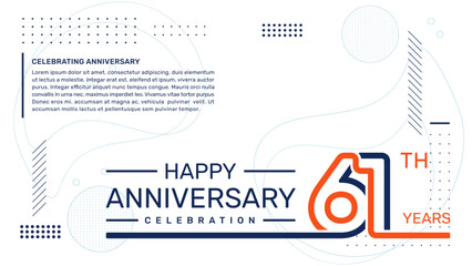 61th anniversary template design with abstract background, vector template