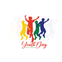 Youth Day South Africa 16 june with south African flag background, illustration for youth celebration.
