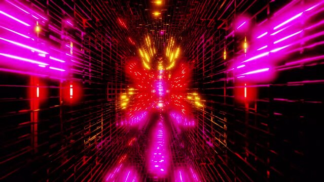 Rotated crystall jail with neon lights VJ loop background