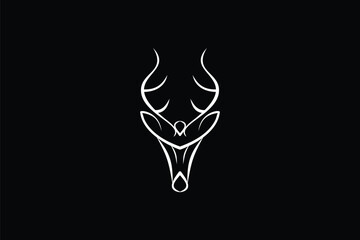 deer illustration logo with beautiful line art, simple and modern vector shape, icon