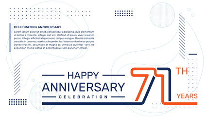 71th anniversary template design with abstract background, vector template