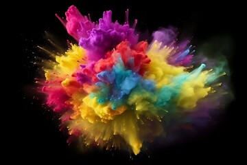 Colorful Holi Paint Splash, Generative Ai.
