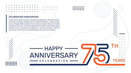 75th anniversary template design with abstract background, vector template