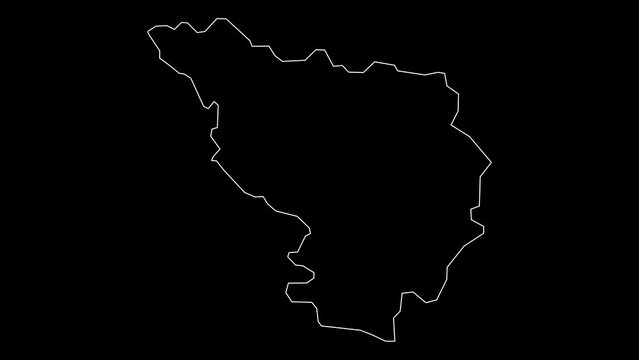 Banat region map of Romania outline animation