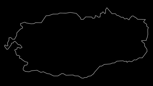 Walachia region map of Romania outline animation