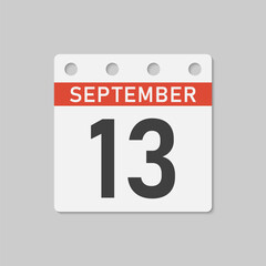 Fototapeta premium Icon page calendar day - 13 September