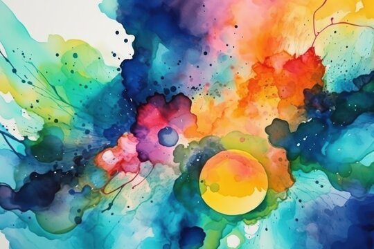Abstract watercolor background with vibrant colors, Generative ai