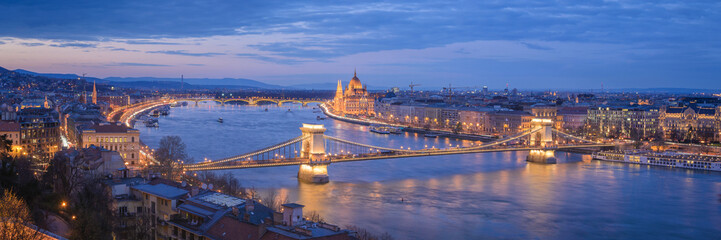 Fototapeta na wymiar Panoramic View of Budapest at Dusk, Hungary