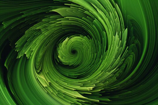 Abstract green background with a swirling vortex, Generative ai