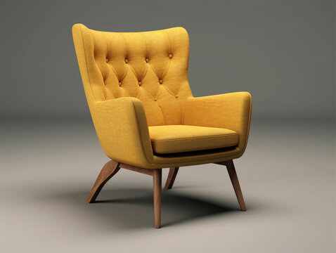 leather chair, living room chair, 3D CAD.