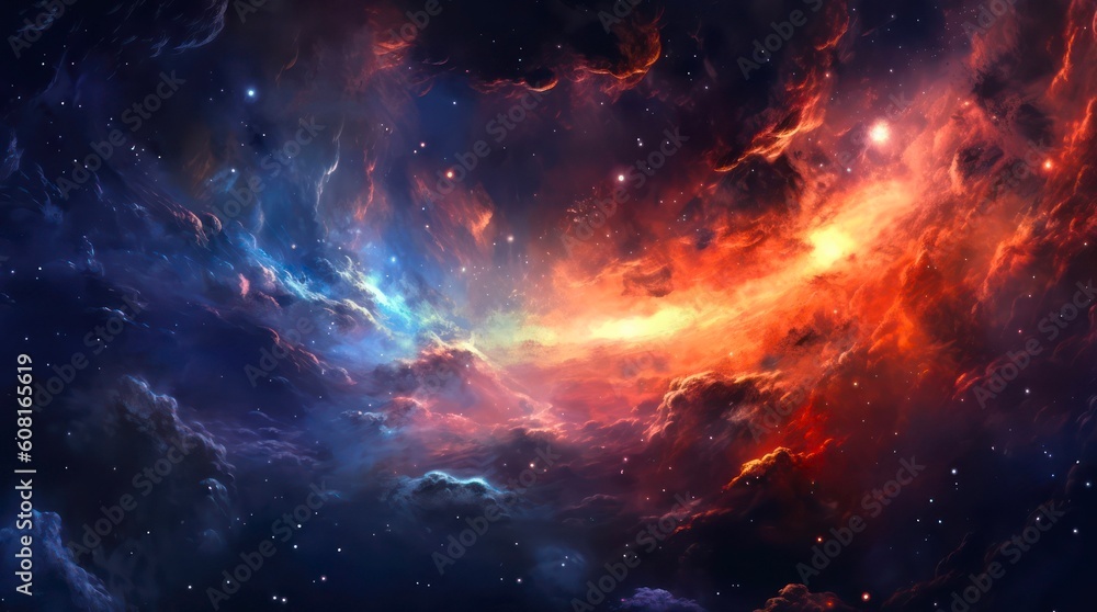 Wall mural abstract space background. galaxies, nebula and stars in space. generative ai.