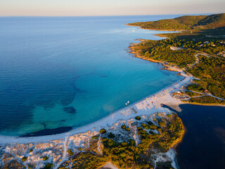 Aerial view of SanTeodoro beach, Sardinia, Italy