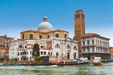 Naklejka premium View of the Church of Saints Jeremiah and Lucia and Palazzo Labia from the Grand Canal. Venice, Italy