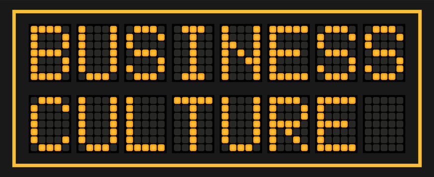Orange color led banner in word business culture on black background