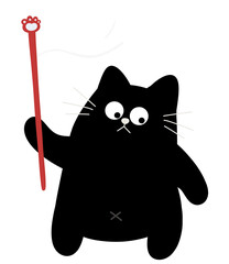 Black cat carrying white flag