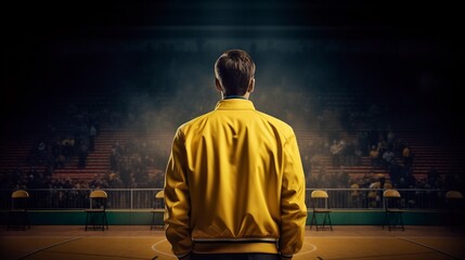 Basketball Coach with Yellow Jacket, Generative AI, Illustration