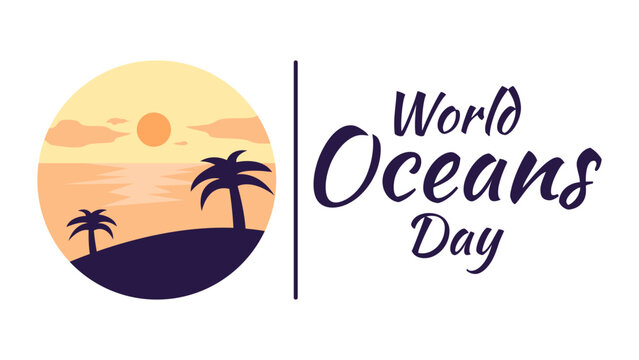 Vector illustration of World oceans day in flat modern design - Powered by Adobe