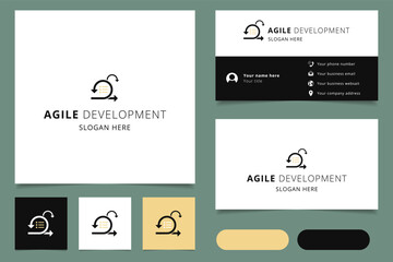 Agile development logo design with editable slogan. Branding book and business card template.