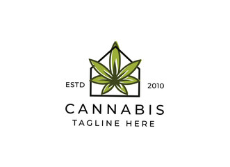 cannabis leaf logo vector icon. Medical marijuana logo emblem. Cannabis emblem logo design