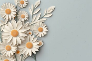 Paper Cut Art of Daisy Flowers with copy space for text, Generative Ai
