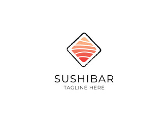 Japanese Sushi Dish Seafood Restaurant Bar logo design