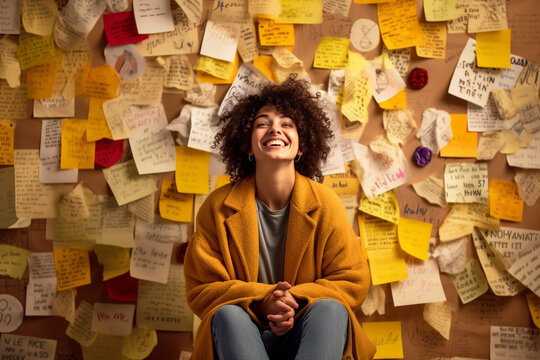 A person surrounded by positive affirmations and inspirational quotes, mental health Generative AI