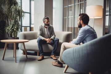A person attending a therapy session or counseling, mental health Generative AI