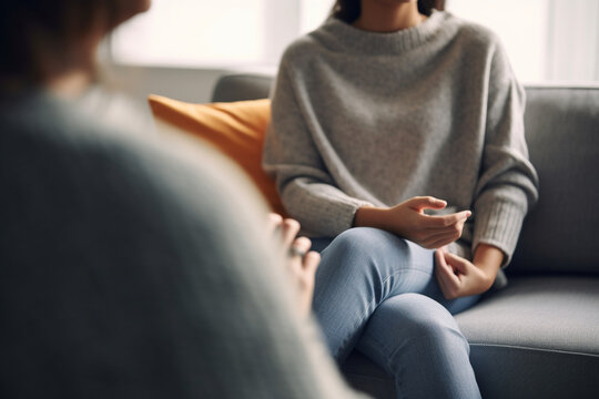 A person attending a therapy session or counseling, mental health Generative AI