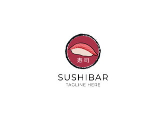 Japanese Sushi Dish Seafood Restaurant Bar logo design