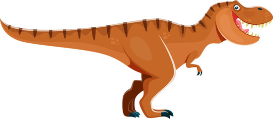 Cartoon Tyrannosaur dinosaur, T-Rex character. Isolated extinct reptile, paleontology predator dinosaur with sharp teeth. Mesozoic era monster, carnivorous lizard vector cute personage