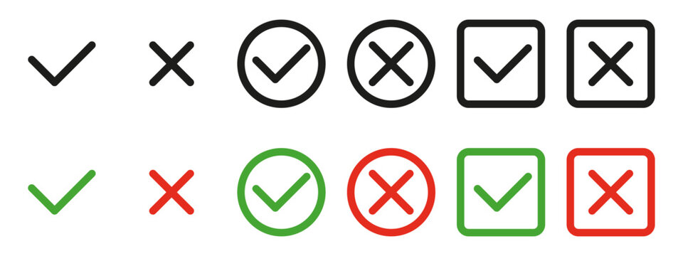 Check Mark Icon And Cross Sign Stock Illustration - Download Image Now -  Letter X, Check Mark, Cross Shape - iStock