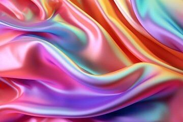 Elegant Abstract Holographic Silk Texture Design, Generated Ai