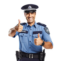 Australian polic officer isolated on white background Generative AI