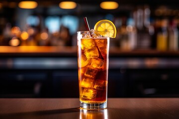 Long Island ice tea cocktail in the bar