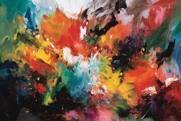 Fototapeta na wymiar Abstract painting with bold brushstrokes and splashes, Generative ai