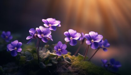 Violets in perfect light. Generative AI
