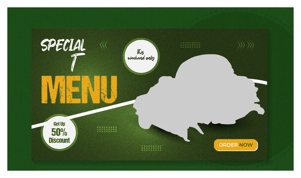 Healthy Delicious food menu and a burger or Social media video thumbnail Template