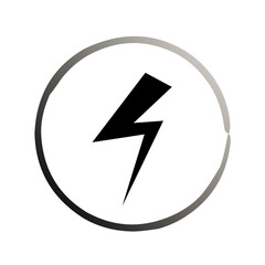 Lightning bolt icons with circle. Vintage flash symbol, thunderbolt. Simple lightning strike sign.