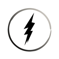 Lightning bolt icons with circle. Vintage flash symbol, thunderbolt. Simple lightning strike sign.