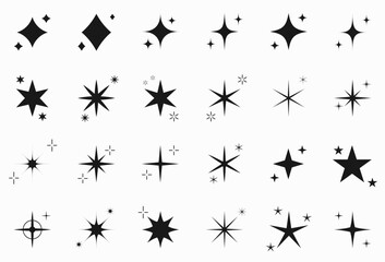 Sparkling star shape cluster vector set.