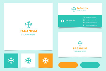 Paganism logo design with editable slogan. Branding book and business card template.