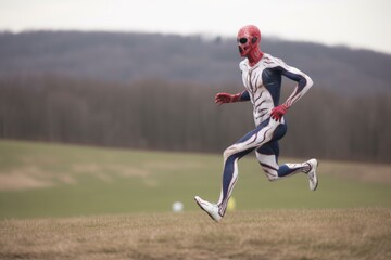 alien athlete breaking free and running in open field during a sporting event, created with generative ai